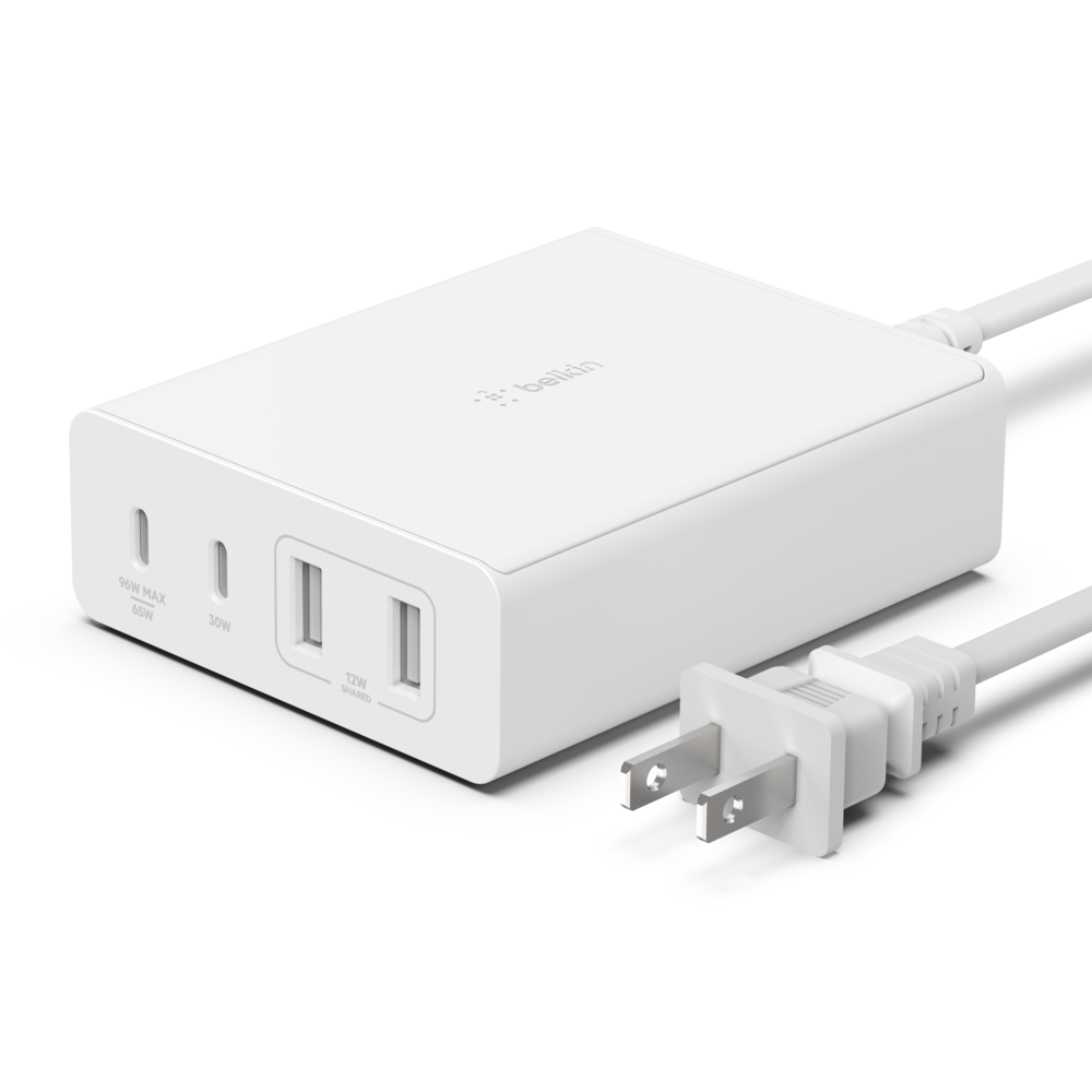 Belkin - Adaptador de corriente - tecnología GaN - 108 vatios - Fast Charge PD 3.0 - 4 conectores de salida (2 x USB 2 USB-C) - blanco Guatemala