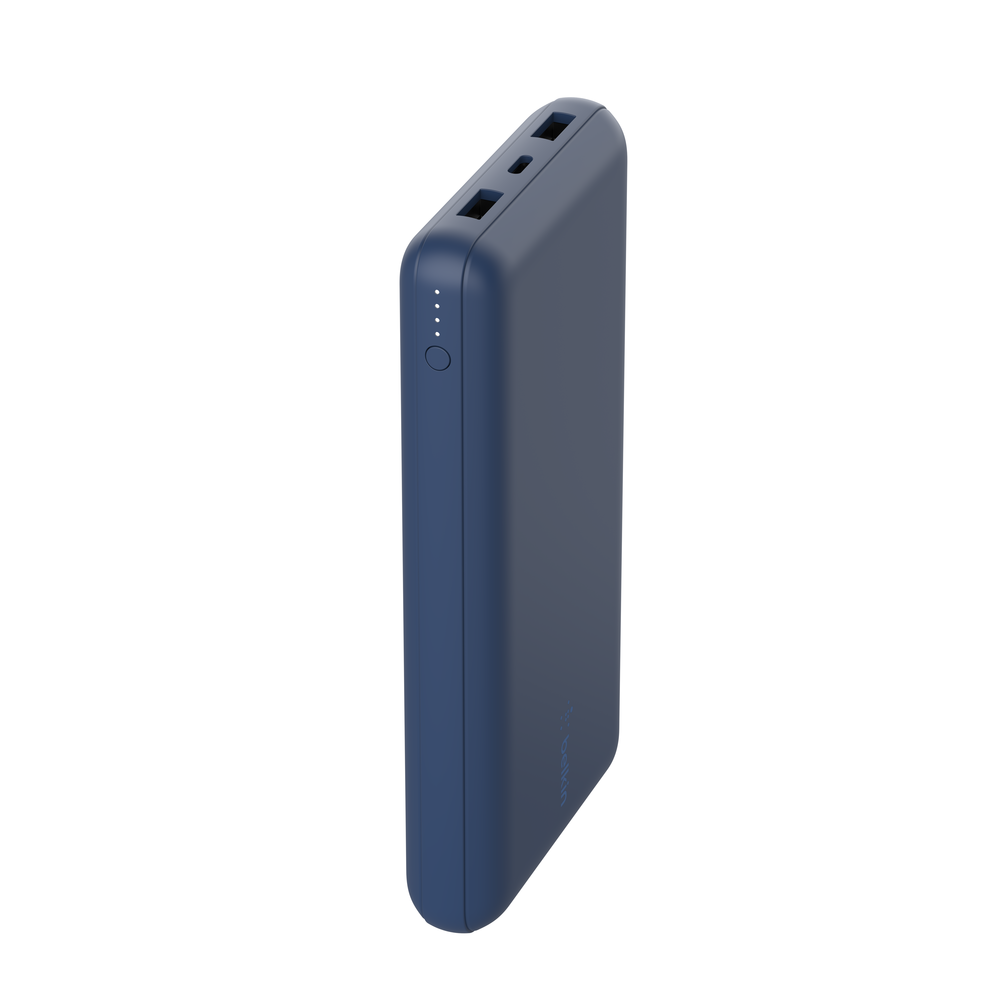 Belkin - Cargador portátil - 20000 mAh - 15 vatios - 3 conectores de salida (USB 24 pin USB-C) - en el cable: USB-C - azul Guatemala