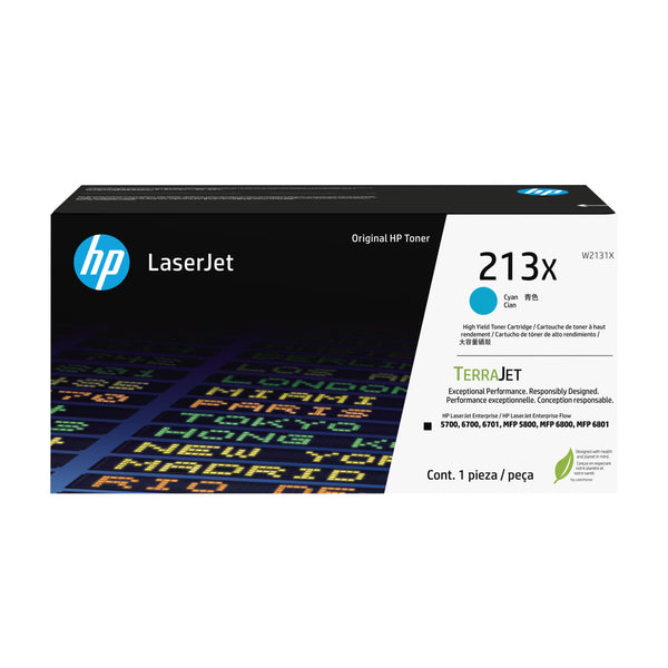 HP 213X - Alto rendimiento - cián - original - LaserJet - cartucho de tóner (W2131X) - para Color LaserJet Enterprise 6700 MFP 5800 MFP 6800 LaserJet Enterprise Flow MFP 6800 Guatemala