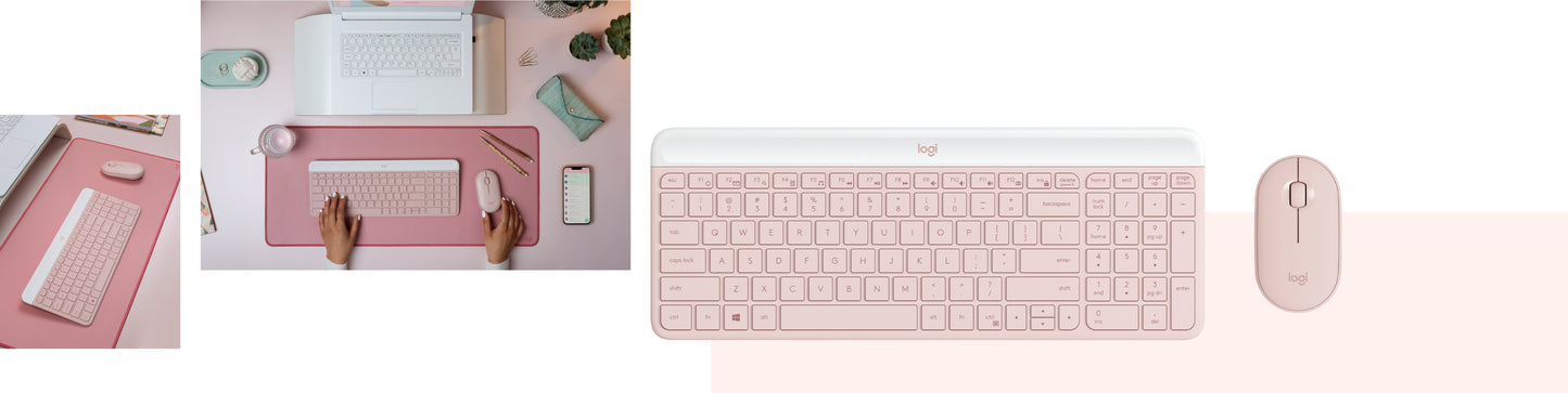 Logitech - Keyboard and mouse set - Spanish - Wireless - Rose Guatemala