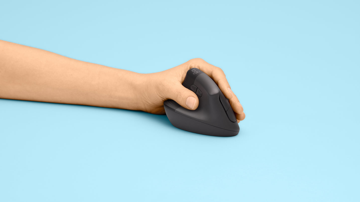 Logitech Lift Left Vertical Ergonomic Mouse - Ratón vertical - ergonómico - zurdo - 6 botones - inalámbrico - 2.4 GHz Bluetooth - receptor de USB Logitech Logi Bolt - grafito Guatemala