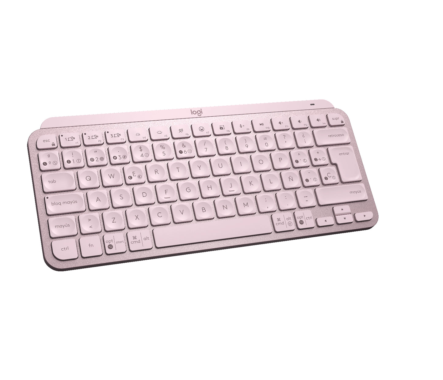 Logitech MX Keys Mini - eclado - Inalámbrico - Español - Bluetooth 5.0 / Bluetooth / 2.4 GHz / USB-C - Ergonomic Design - Rosa Guatemala