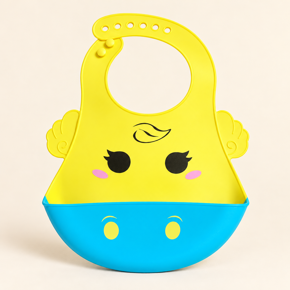 Babero ajustable con bolsillo — Pollito amarillo y azul — vista del producto