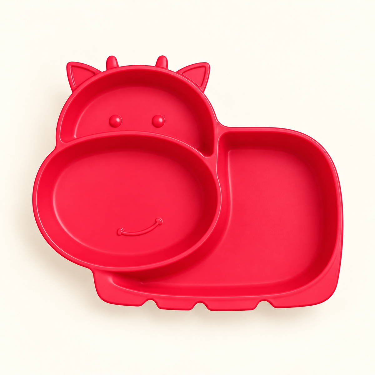 Plato infantil vaquita con compartimentos y succión — Rojo — vista del producto
