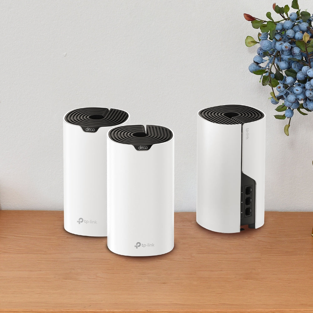 TP-LINK Deco S7 V1 - Sistema Wi-Fi (2 enrutadores) - hasta 3900 pies cuadrados - malla - GigE - Wi-Fi 5 - Doble banda - Sistema Wi-Fi Mesh Inteligente Doble Banda AC1900 - Alcanza velocidades de hasta 600 Mbps en 24 GHz y 1300 Mbps en 5 GHz con tecnología 3×3 MU-MIMO. - Conecta más de 100 dispositivos Guatemala