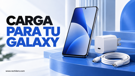 Ilustración de teléfono Android con cargador y cable USB-C para la guía de carga Samsung Galaxy.