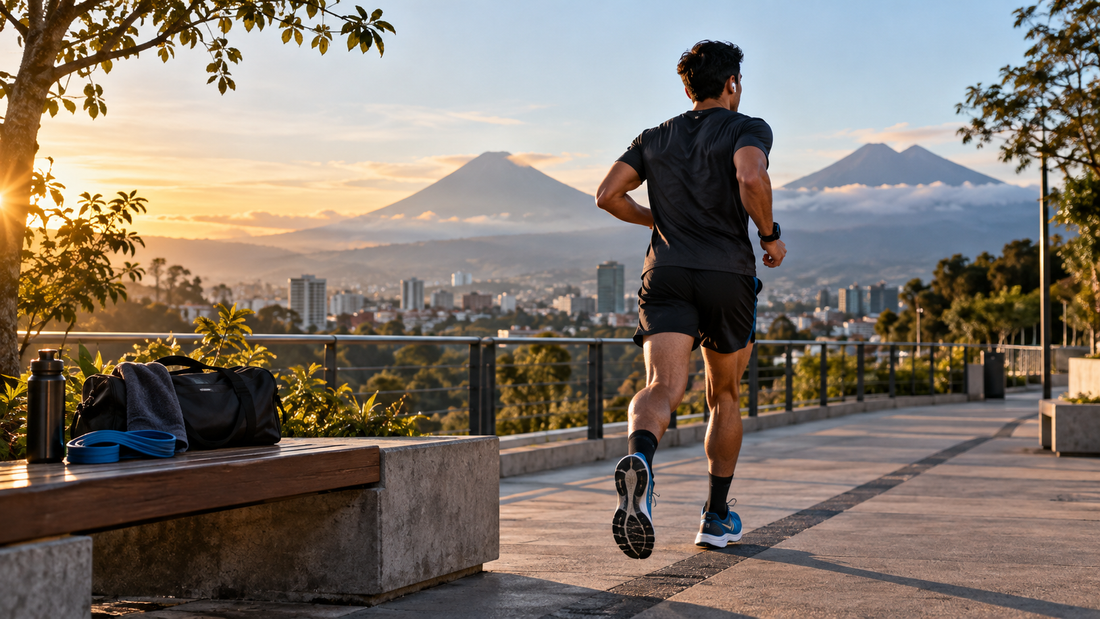Corredor entrenando en Guatemala con tecnología deportiva