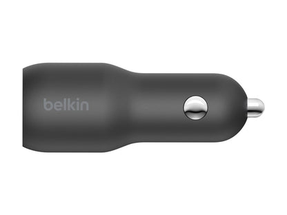 Belkin Dual Car Charger - Adaptador de corriente para el coche - 37 vatios - PD 3.0 - 2 conectores de salida (USB 24 pin USB-C)