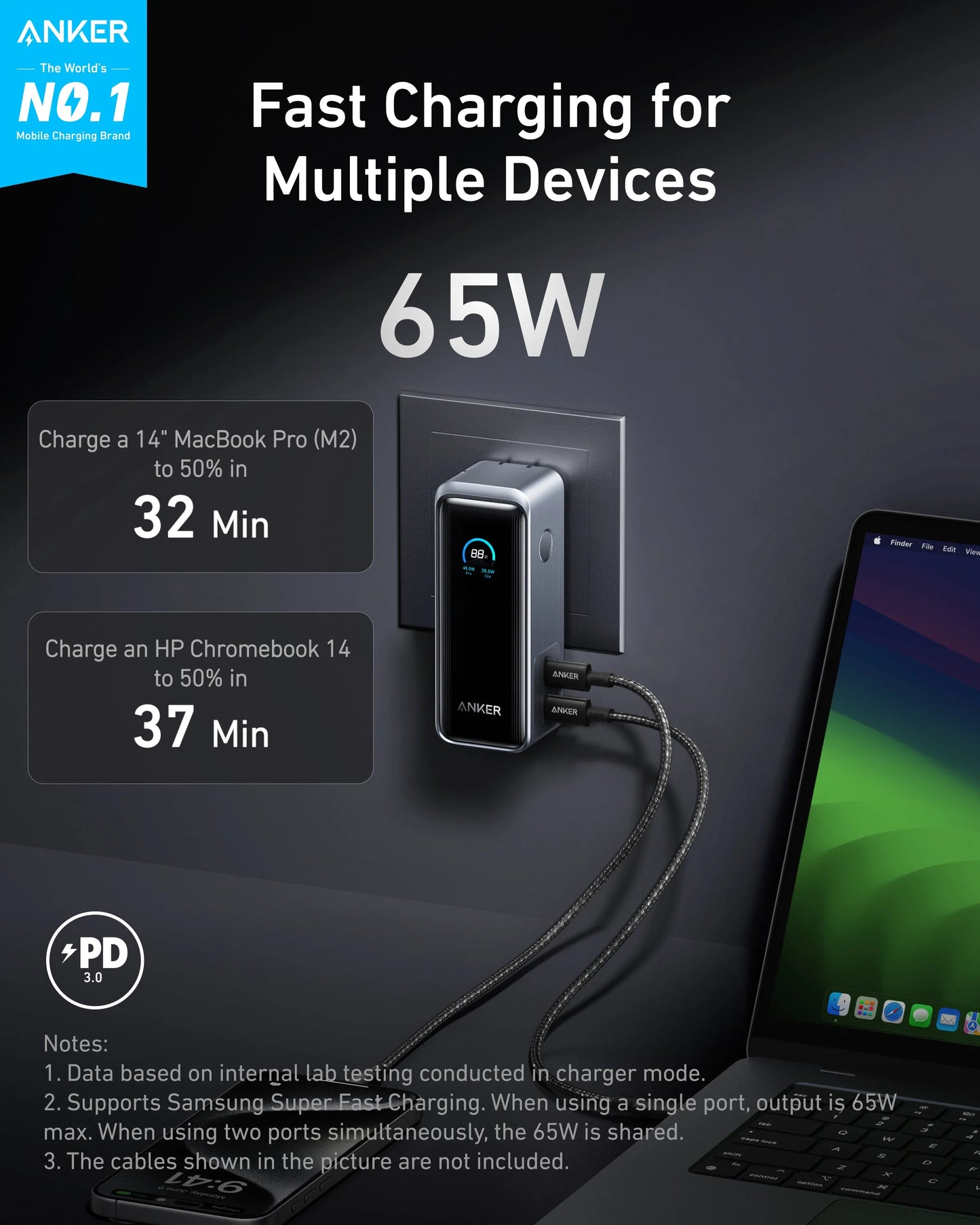 Anker - Battery charger - Lithium - Para Universal - Prime Power Bank (65W Fusion