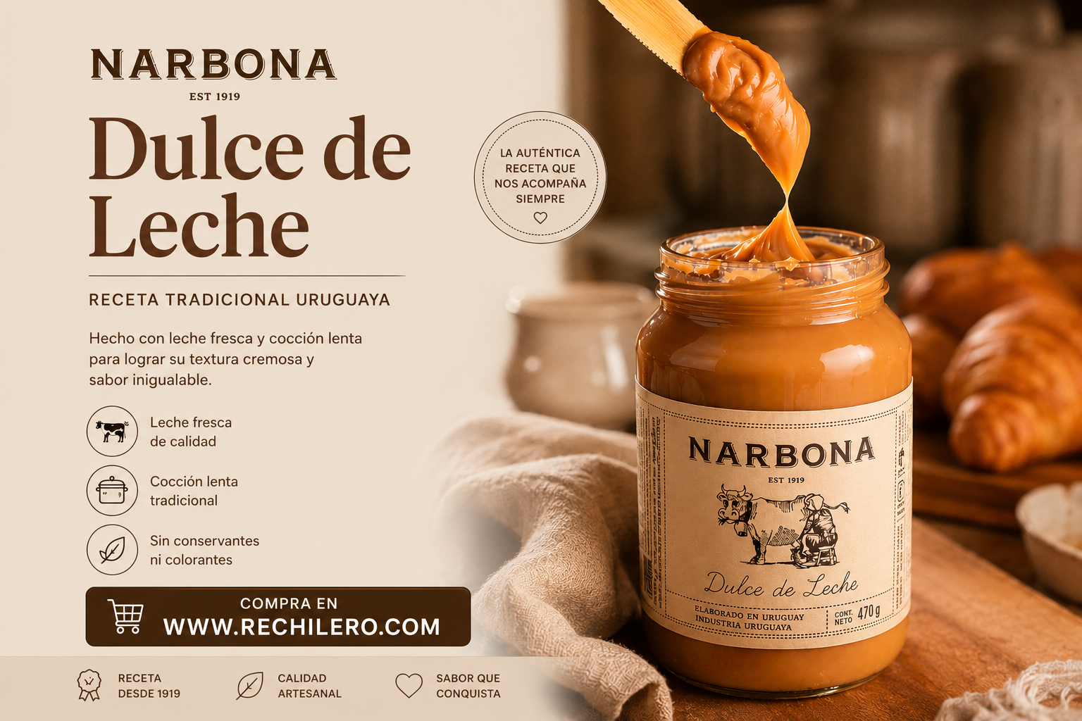 Dulce de Leche Narbona 470g | Auténtica Receta Uruguaya – Guatemala