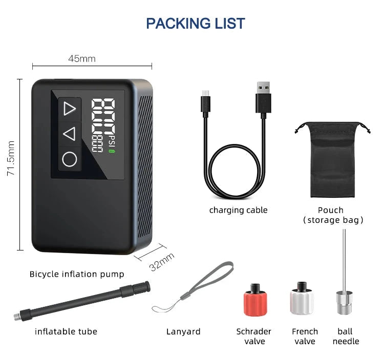 Inflador Eléctrico Portátil para Bicicleta