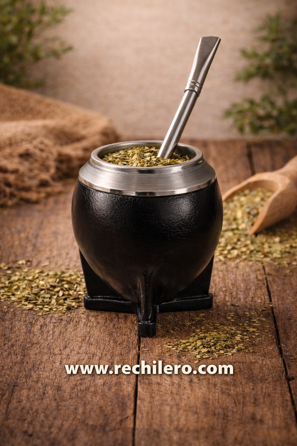 Mate artesanal con bombilla de acero inoxidable en Guatemala