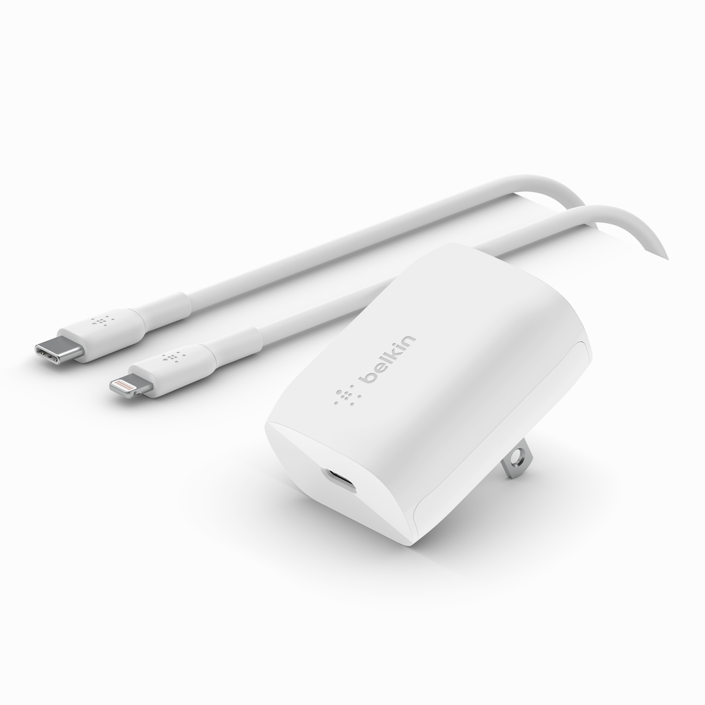 Belkin - Adaptador de corriente - tecnología PPS - 20 vatios - 3 A - Suministro de energía 3.1 Fast Charge (24 pin USB-C) - blanco - para Apple iPhone 14 14 Plus 14 Pro 14 Pro Max Guatemala