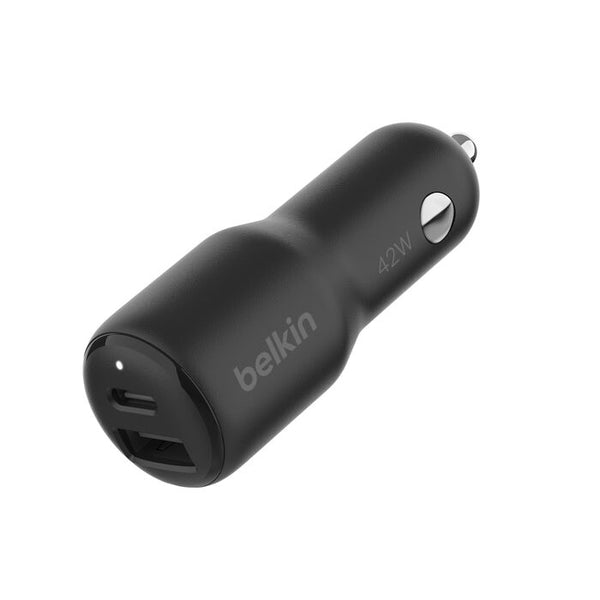 Cargador para automóvil Belkin BoostCharge de dos puertos 42 W, negro