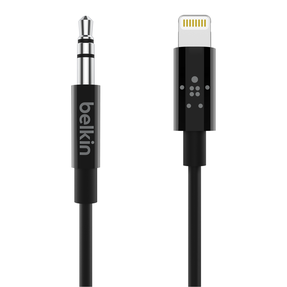 Belkin - Lightning to headphone jack cable - Lightning male to mini-phone stereo 3.5 mm male - 91.4 cm - black Guatemala