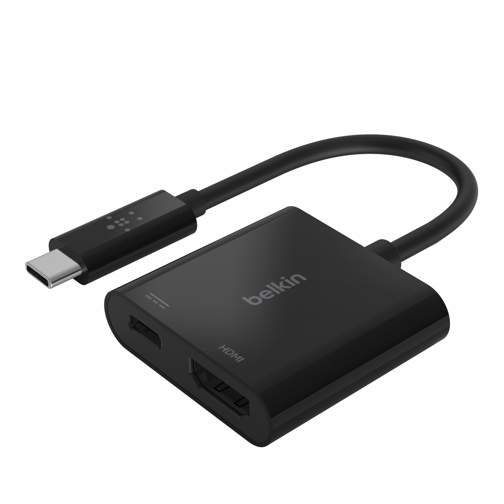 Belkin USB-C to HDMI + Charge Adapter - Adaptador de vídeo - 24 pin USB-C macho a HDMI USB-C (solo alimentación) hembra - negro - compatibilidad con 4K USB Power Delivery (60W) Guatemala
