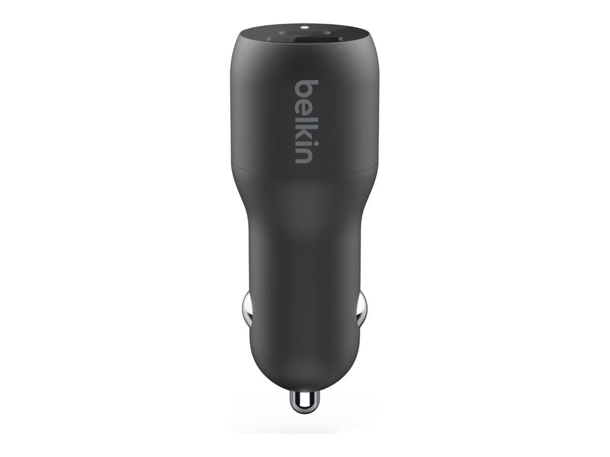 Belkin Dual Car Charger - Adaptador de corriente para el coche - 37 vatios - PD 3.0 - 2 conectores de salida (USB 24 pin USB-C)