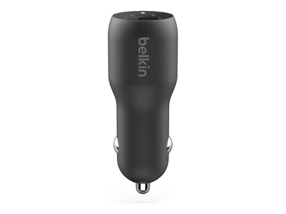 Belkin Dual Car Charger - Adaptador de corriente para el coche - 37 vatios - PD 3.0 - 2 conectores de salida (USB 24 pin USB-C)
