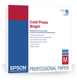 Epson Cold Press Natural - Algodón - mate - 19 mm - Rollo (61 cm x 15,2 m) - 340 g/m² - 1 bobina(s) papel de trapo - para SureColor SC-P10000, P20000, P6000, P7000, P7500, P8000, P9000, T3000, T3200, T5200, T7200 Guatemala