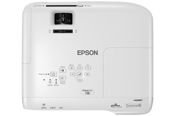 Epson PowerLite 118 - Proyector 3LCD - portátil - 3800 lúmenes (blanco) - 3800 lúmenes (color) - XGA (1024 x 768) - 4:3 - LAN Guatemala