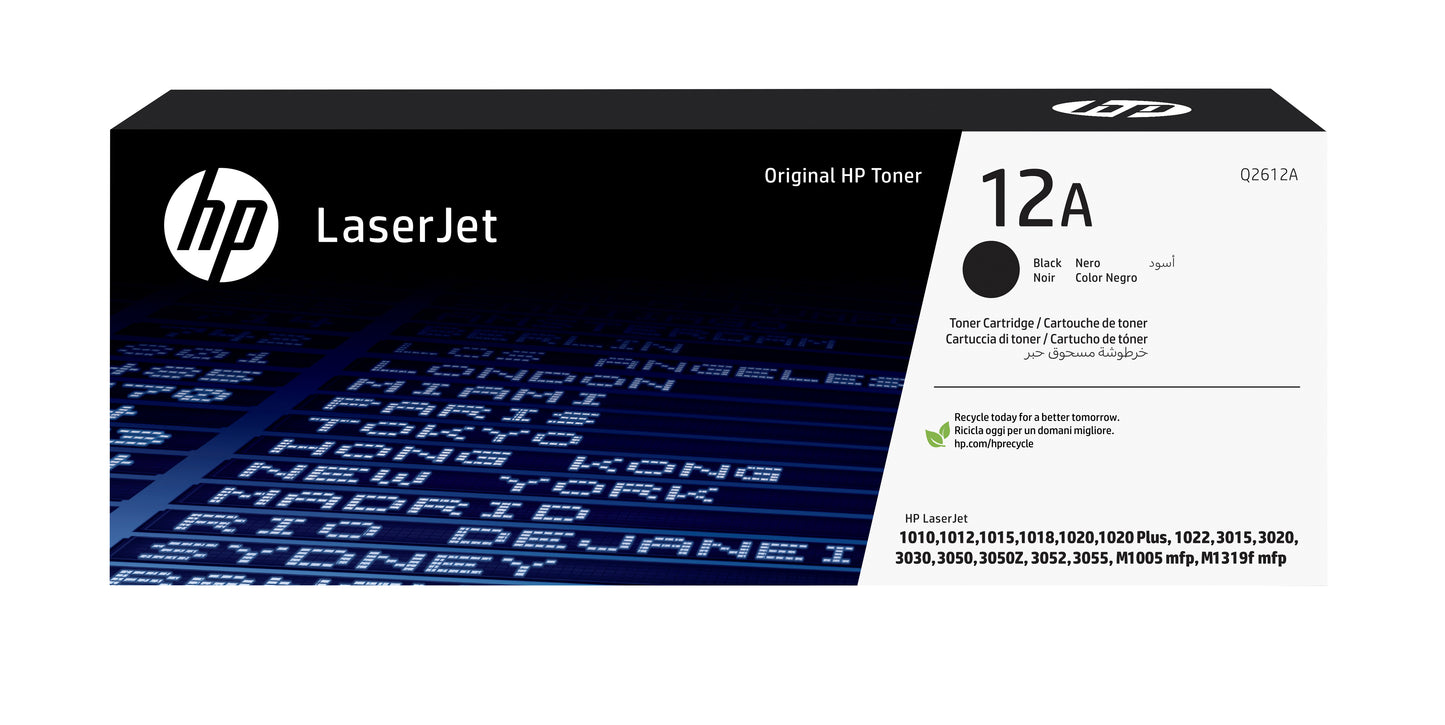 HP 12A - Negro - original - LaserJet - cartucho de tóner (Q2612A) - para LaserJet 1010 1012 1015 1018 1020 1022 3015 3020 3030 3050 3052 3055 M1005 Guatemala