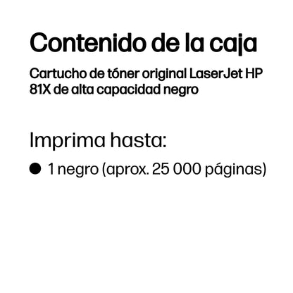 HP 81X - Alto rendimiento - negro - original - LaserJet - cartucho de tóner (CF281X) - para LaserJet M605; LaserJet Enterprise M605, M632, MFP M630; LaserJet Enterprise Flow MFP M630 Guatemala