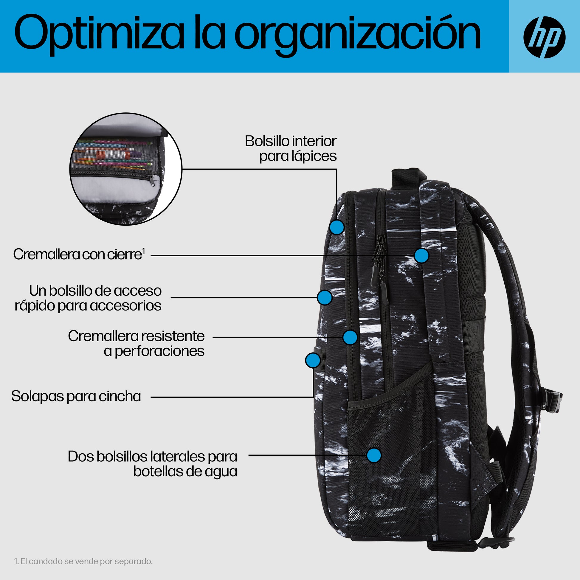 HP - Campus XL - mochila para transporte de portátil - 16.1" - mármol piedra Guatemala