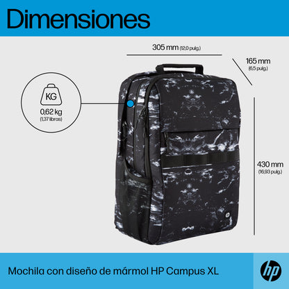 HP - Campus XL - mochila para transporte de portátil - 16.1" - mármol piedra Guatemala