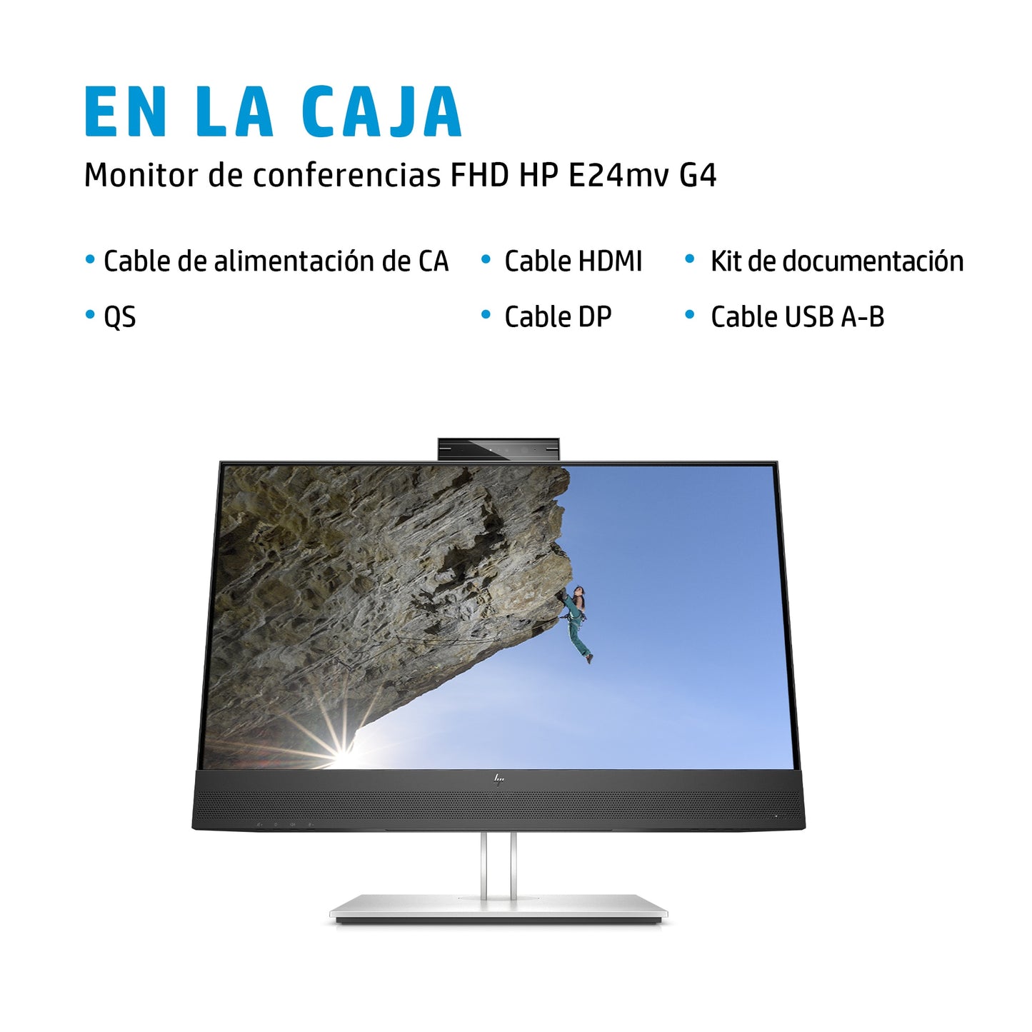 HP E24mv G4 Conferencing Monitor - E-Series - monitor LED - 23.8\" - 1920 x 1080 Full HD (1080p) @ 60 Hz - IPS - 250 cd/m² - 1000:1 - 5 ms - HDMI VGA DisplayPort - altavoces - plata cabezal negro Guatemala