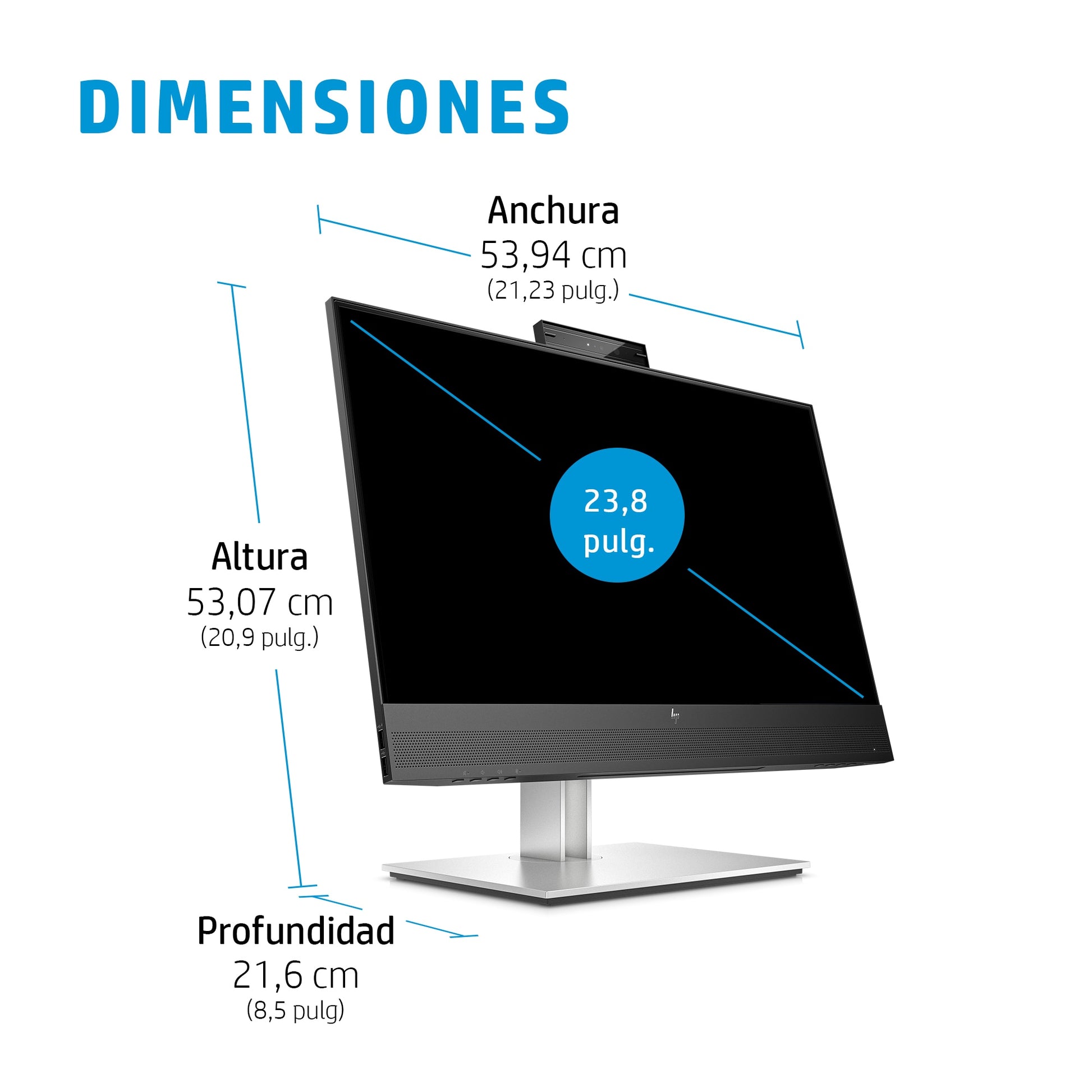 HP E24mv G4 Conferencing Monitor - E-Series - monitor LED - 23.8\" - 1920 x 1080 Full HD (1080p) @ 60 Hz - IPS - 250 cd/m² - 1000:1 - 5 ms - HDMI VGA DisplayPort - altavoces - plata cabezal negro Guatemala
