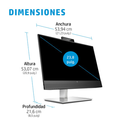 HP E24mv G4 Conferencing Monitor - E-Series - monitor LED - 23.8\" - 1920 x 1080 Full HD (1080p) @ 60 Hz - IPS - 250 cd/m² - 1000:1 - 5 ms - HDMI VGA DisplayPort - altavoces - plata cabezal negro Guatemala