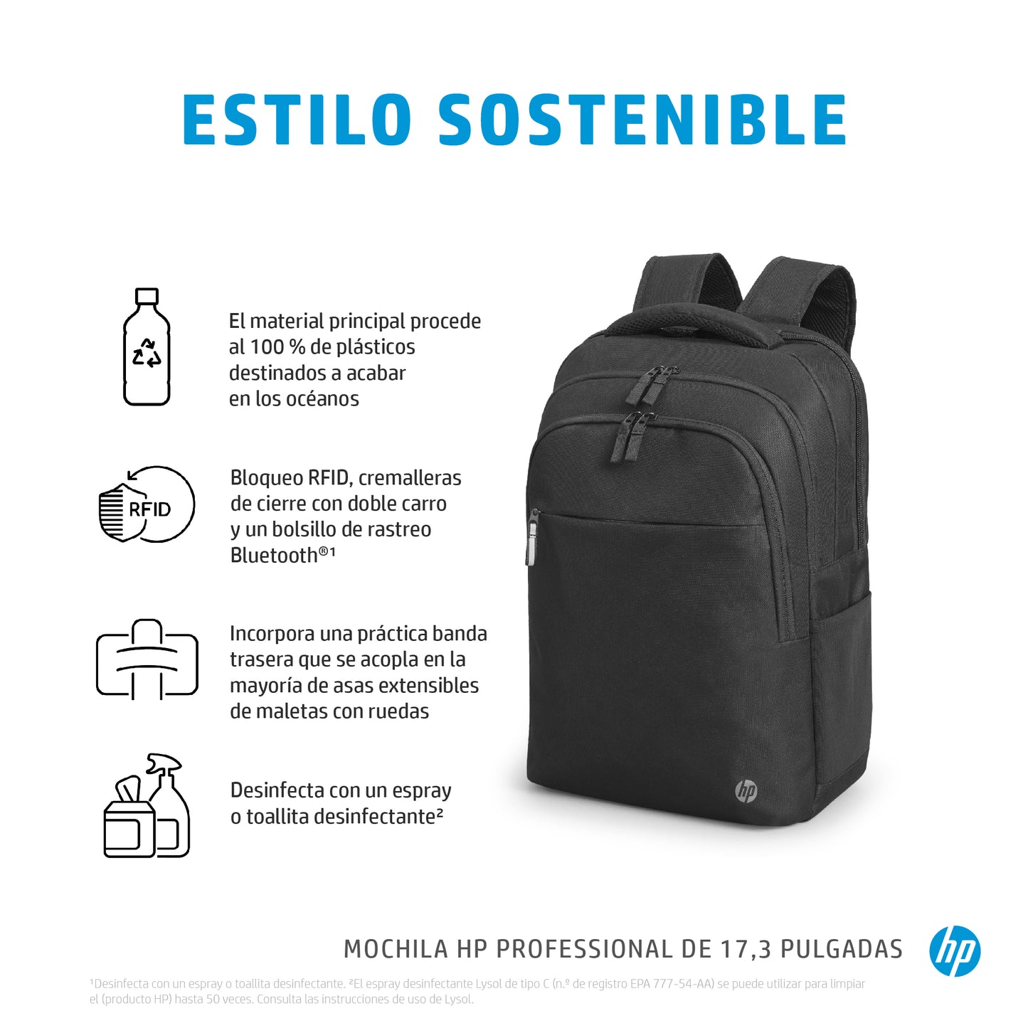 HP Professional - Mochila para transporte de portátil - 17.3\" - forro interior azul atlántico - para OMEN Transcend by HP Laptop 16 Victus by HP Laptop 15 Laptop 15 Pavilion x360 Laptop Guatemala