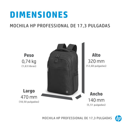 HP Professional - Mochila para transporte de portátil - 17.3\" - forro interior azul atlántico - para OMEN Transcend by HP Laptop 16 Victus by HP Laptop 15 Laptop 15 Pavilion x360 Laptop Guatemala