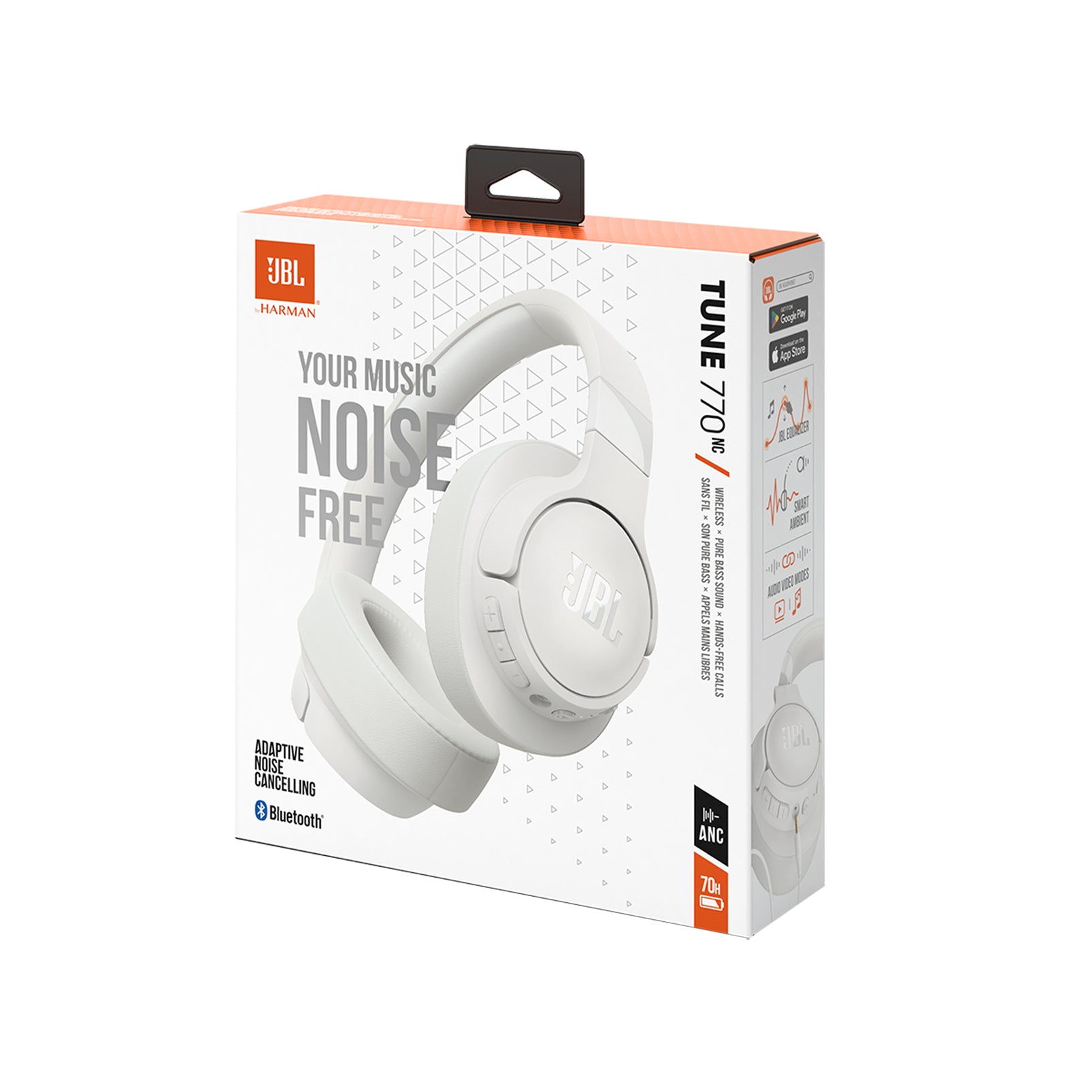 JBL TUNE 770NC - Auriculares con diadema con micro - tamaño completo - Bluetooth - inalámbrico, cableado - cancelación de sonido activo - conector de 3,5 mm - blanco Guatemala