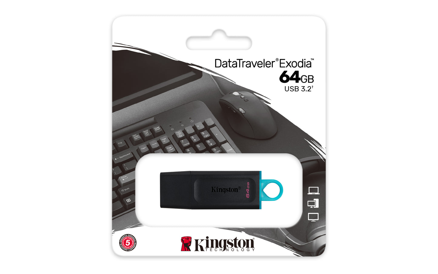 Kingston DataTraveler Exodia - Unidad flash USB - 64 GB - USB 3.2 Gen 1 - negro con turquesa Guatemala