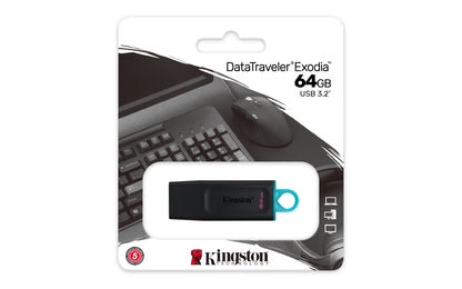 Kingston DataTraveler Exodia - Unidad flash USB - 64 GB - USB 3.2 Gen 1 - negro con turquesa Guatemala