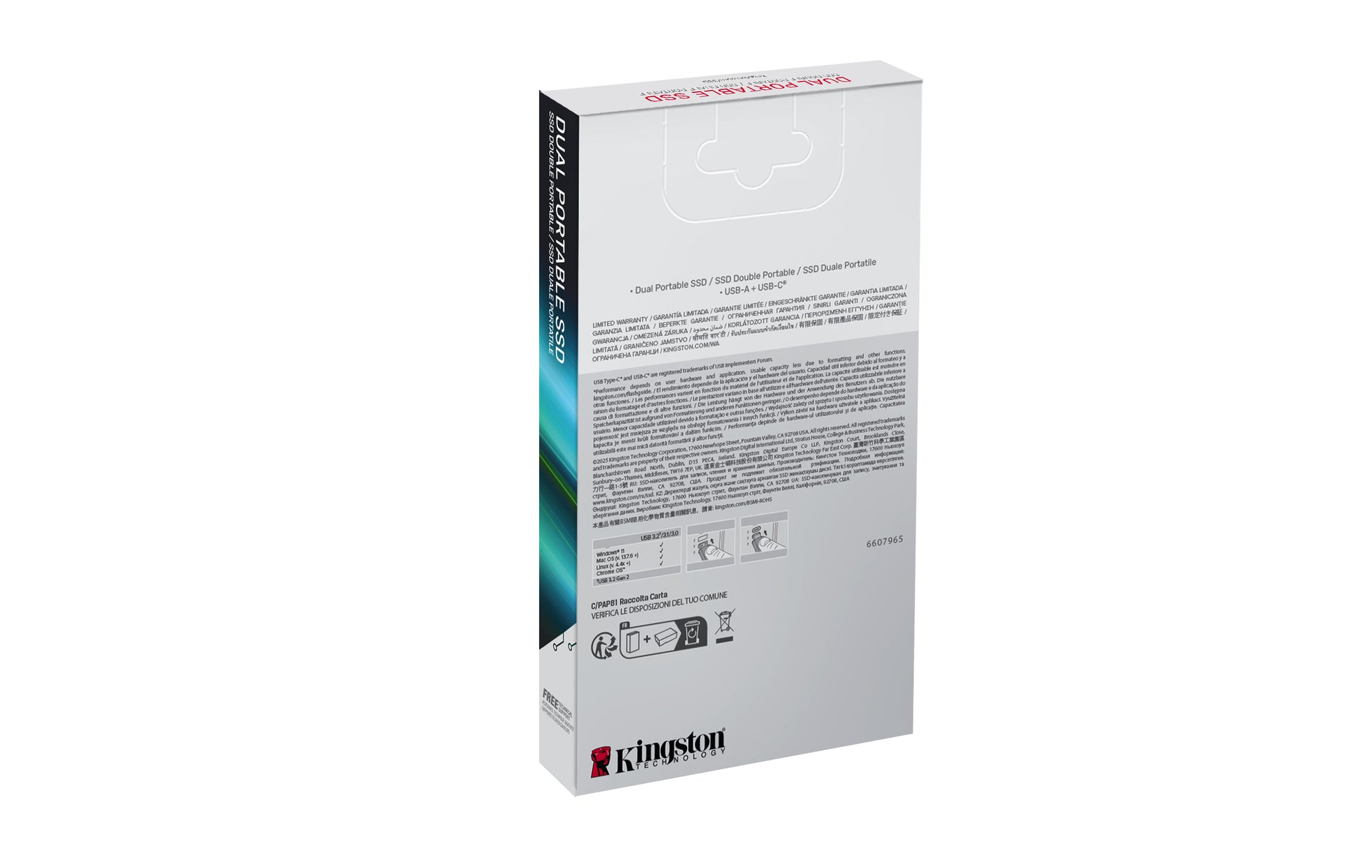 Kingston - External hard drive - 2TB Dual USB-A/C Portable SSD, Guatemala
