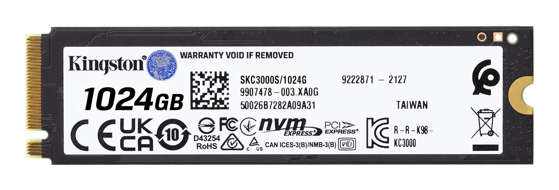 Kingston KC3000 - SSD - 1024 GB - interno - M.2 2280 - PCIe 4.0 (NVMe) - para Intel Next Unit of Computing 12 Pro Kit - NUC12WSKi5 Guatemala