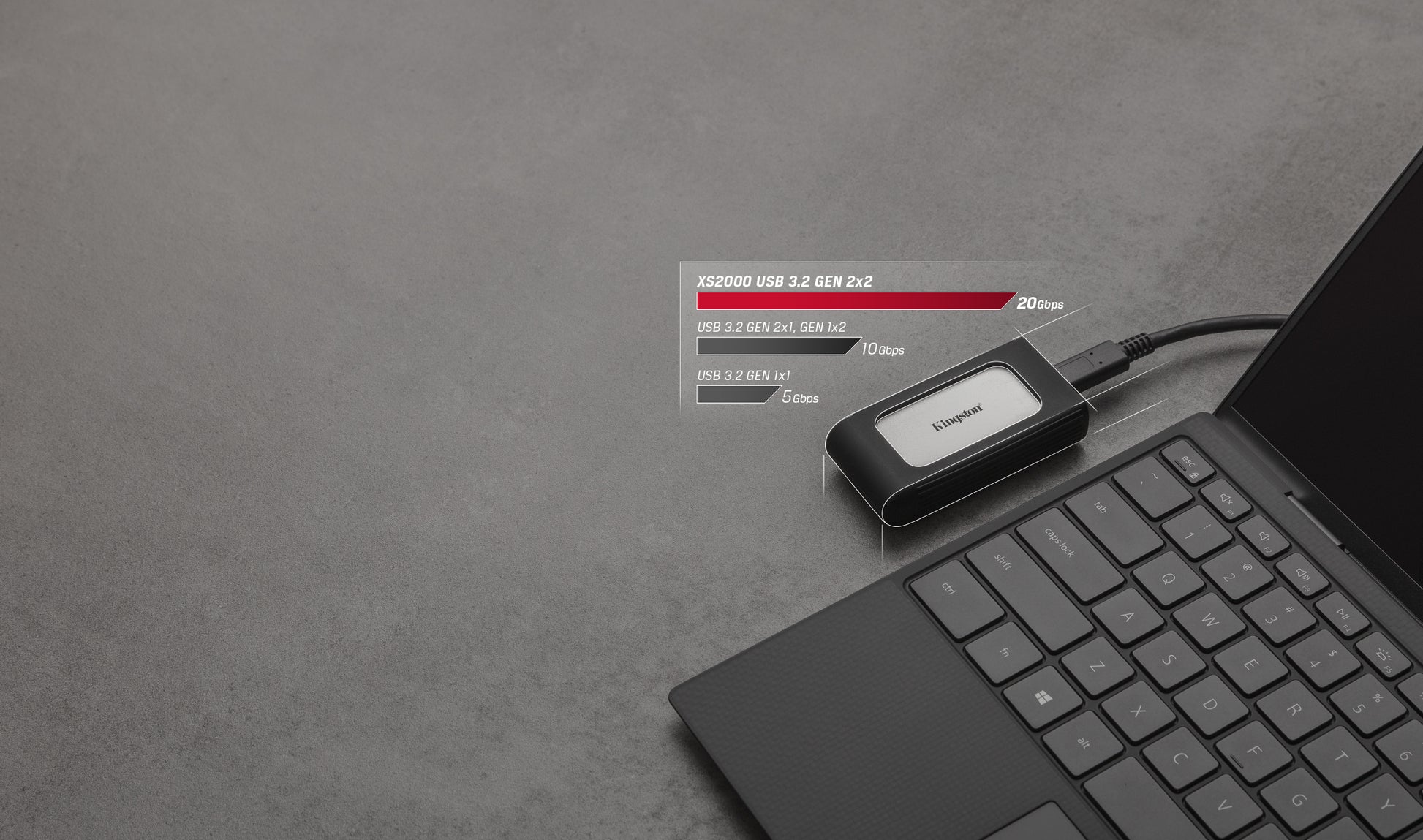 Kingston XS2000 - SSD - 2 TB - externo (portátil) - USB 3.2 Gen 2x2 (USB-C conector) Guatemala