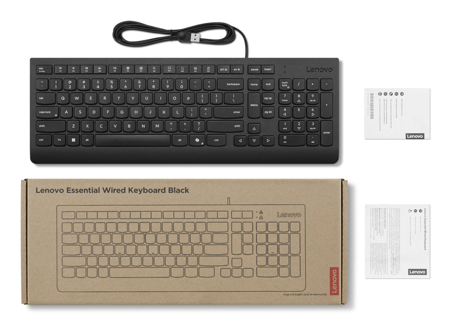 Lenovo Essential Wired Keyboard (Black) A Spanish 171 Guatemala