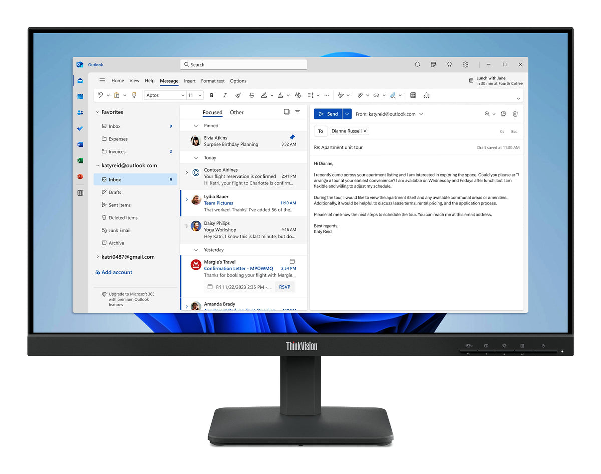 Lenovo ThinkVision S24-4e - WLED - 23.8" - FHD (1920x1080) - IPS - VGA / HDMI - Raven Black -3-year warranty Guatemala