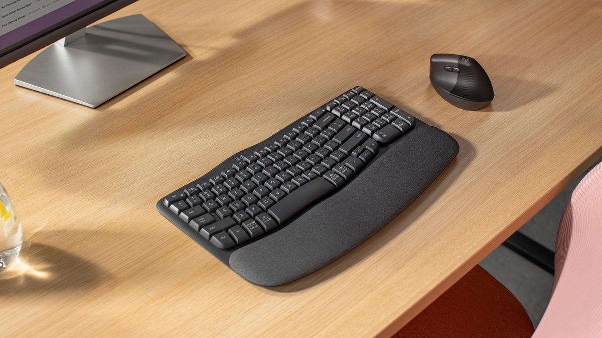 Logitech Ergo Series Wave Keys Wireless Ergonomic Keyboard with Cushioned Palm Rest, Graphite - Teclado - con reposamanos acolchado - inalámbrico - Bluetooth LE - grafito Guatemala