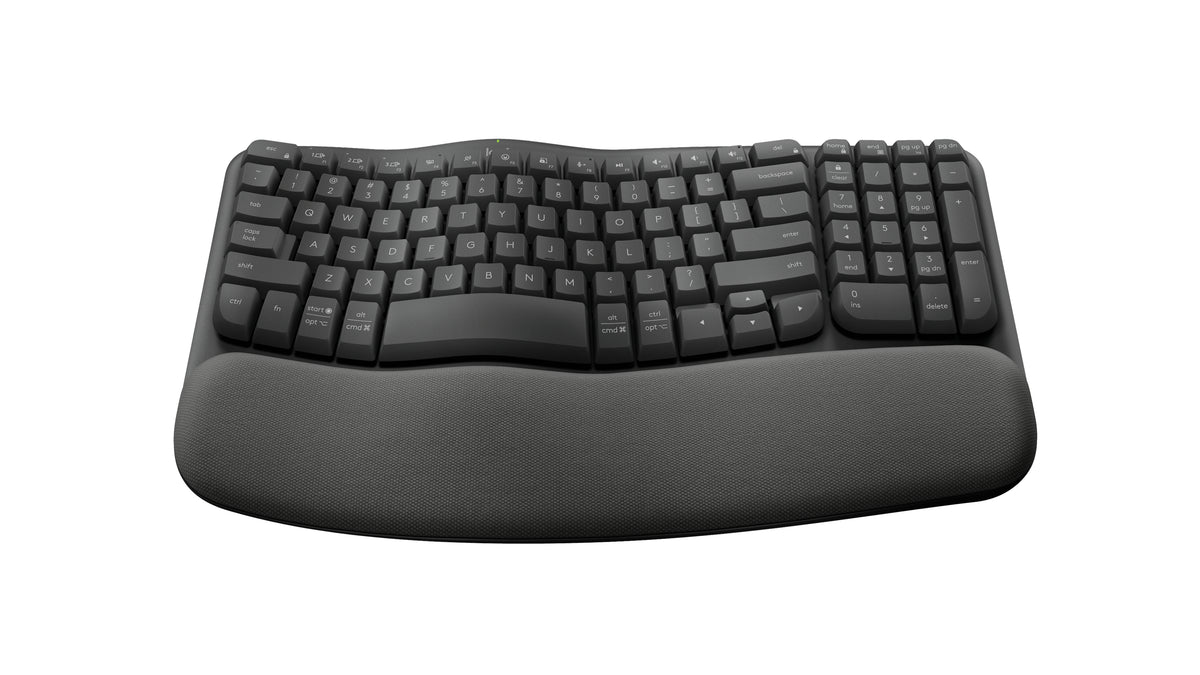 Logitech Ergo Series Wave Keys Wireless Ergonomic Keyboard with Cushioned Palm Rest, Graphite - Teclado - con reposamanos acolchado - inalámbrico - Bluetooth LE - grafito Guatemala