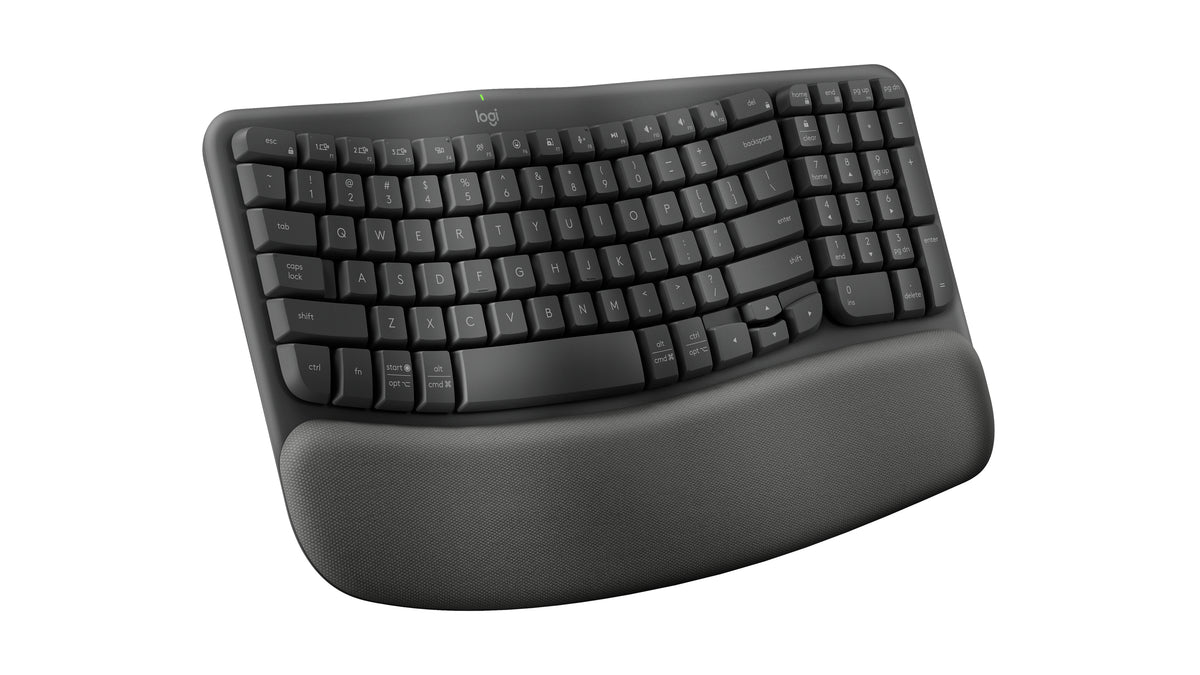 Logitech Ergo Series Wave Keys Wireless Ergonomic Keyboard with Cushioned Palm Rest, Graphite - Teclado - con reposamanos acolchado - inalámbrico - Bluetooth LE - grafito Guatemala