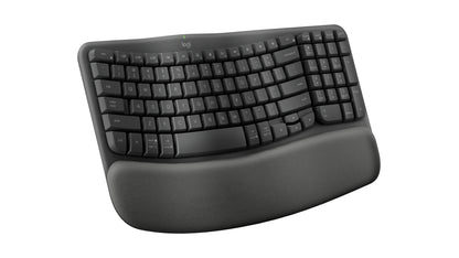 Logitech Ergo Series Wave Keys Wireless Ergonomic Keyboard with Cushioned Palm Rest, Graphite - Teclado - con reposamanos acolchado - inalámbrico - Bluetooth LE - grafito Guatemala