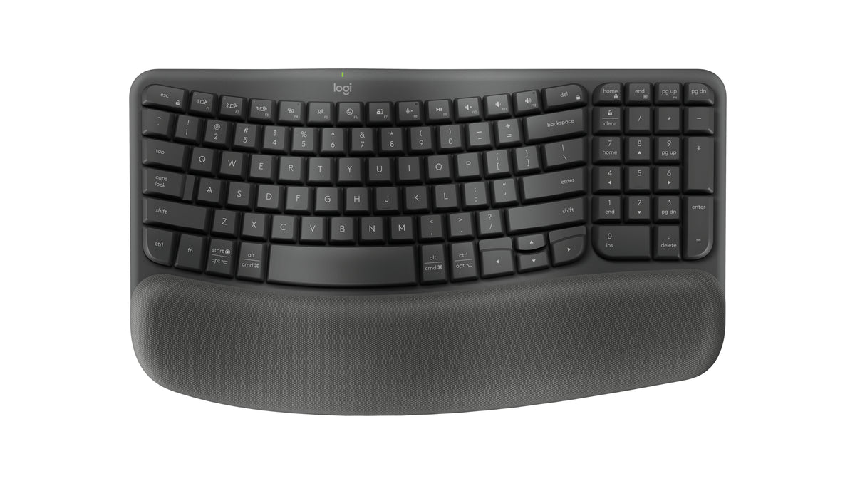 Logitech Ergo Series Wave Keys Wireless Ergonomic Keyboard with Cushioned Palm Rest, Graphite - Teclado - con reposamanos acolchado - inalámbrico - Bluetooth LE - grafito Guatemala