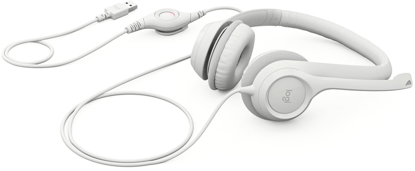 Logitech H390 Wired Headset for PC/Laptop, Off-white - Headset - on-ear - wired - USB-A - off-white Guatemala
