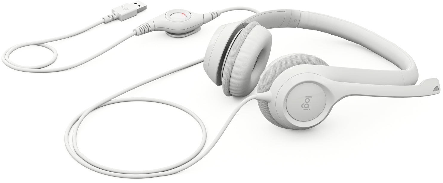 Logitech H390 Wired Headset for PC/Laptop, Off-white - Headset - on-ear - wired - USB-A - off-white Guatemala