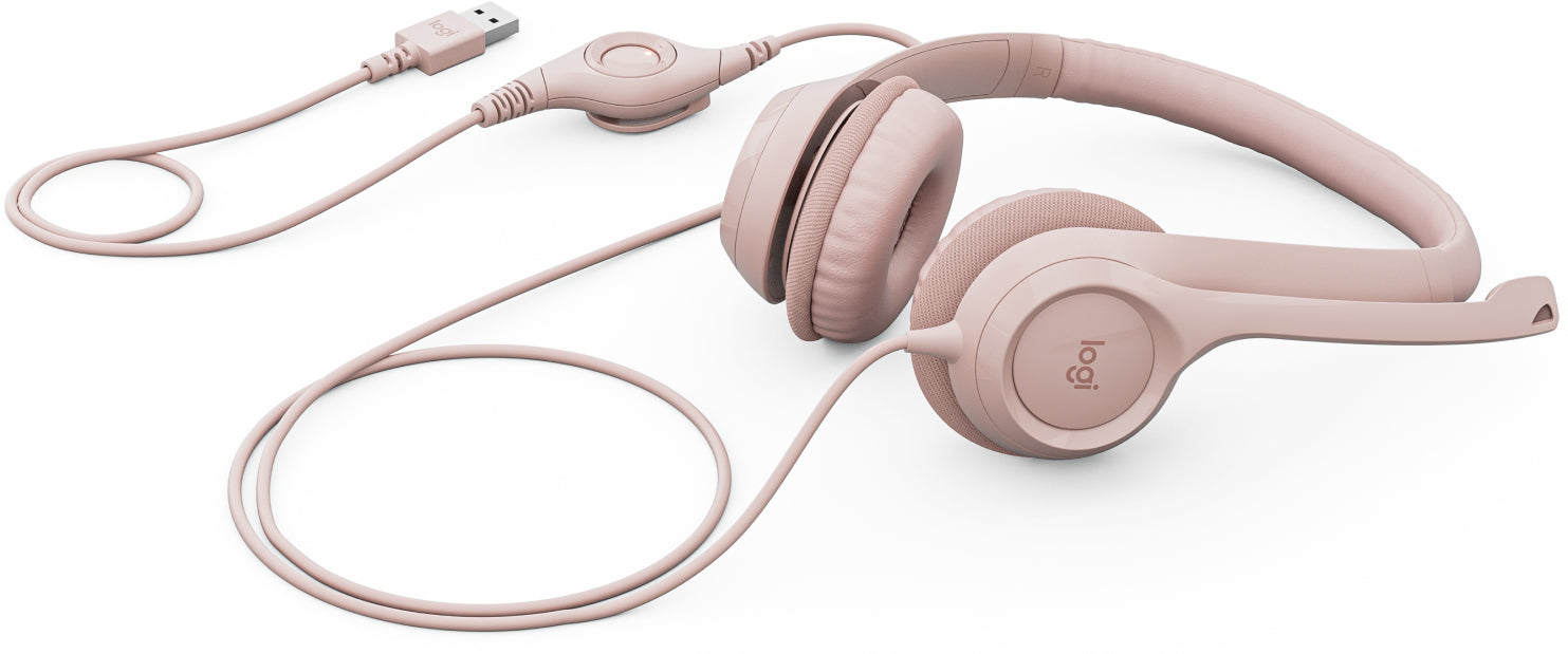 Logitech H390 Wired Headset for PC/Laptop, Rose - Headset - on-ear - wired - USB-A - rose Guatemala