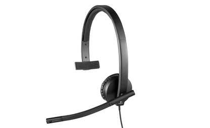 Logitech H570e Wired Headset, Mono Headphones with Noise-Cancelling Microphone, USB, in-Line Controls with Mute Button, Indicator LED, PC/Mac/Laptop - Black - Auricular - en oreja - cableado Guatemala